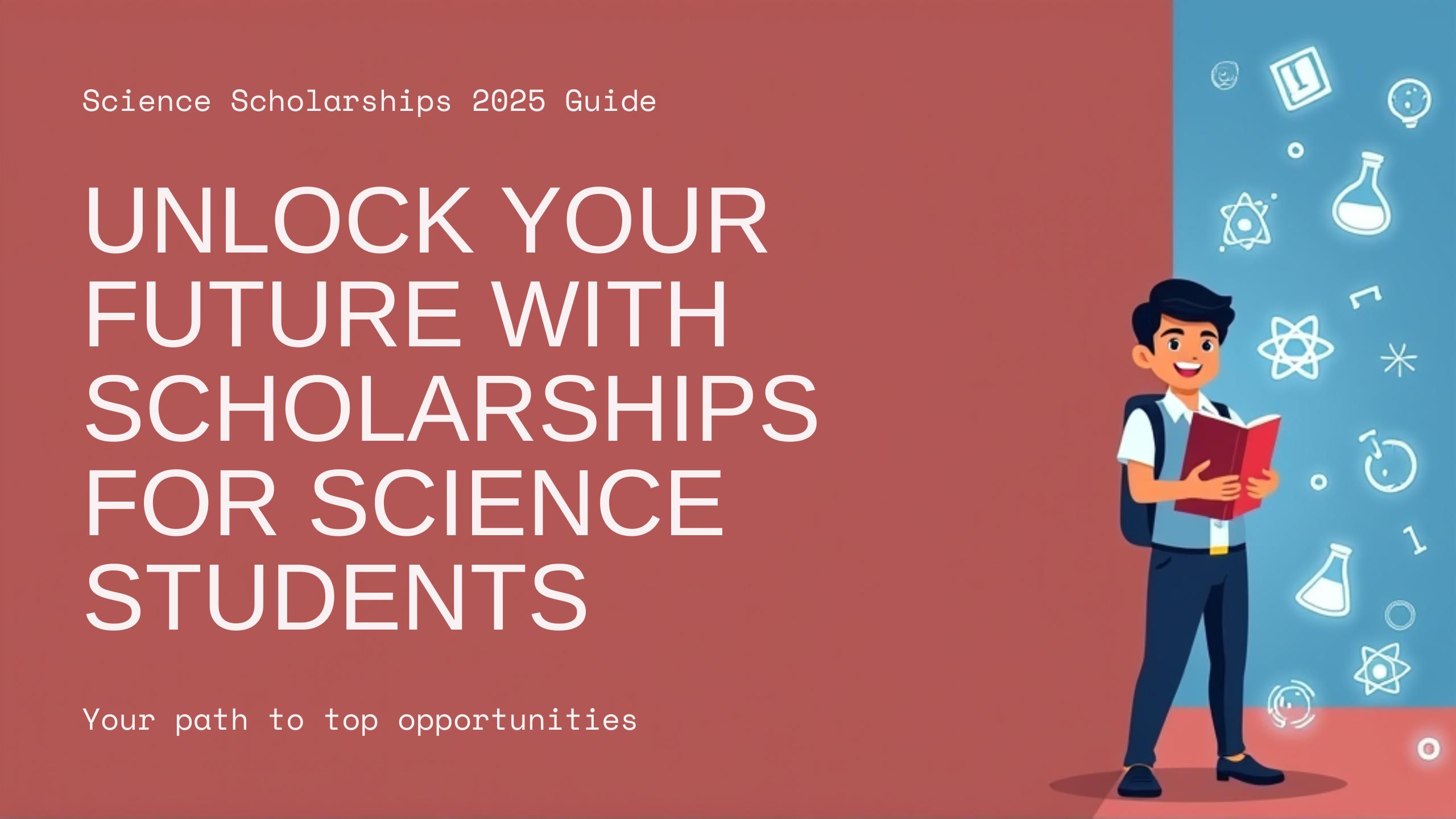 science student illustration holding books with scholarship and science icons in the background – 2025 guide